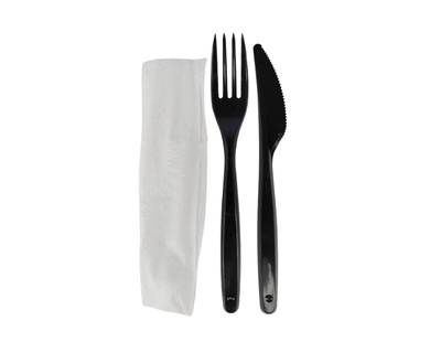Darnel Set Cubiertos Negro Bristot (Servilleta,Tenedor y Cuchillo) Paquete x 500 Unidades Dsafh99
