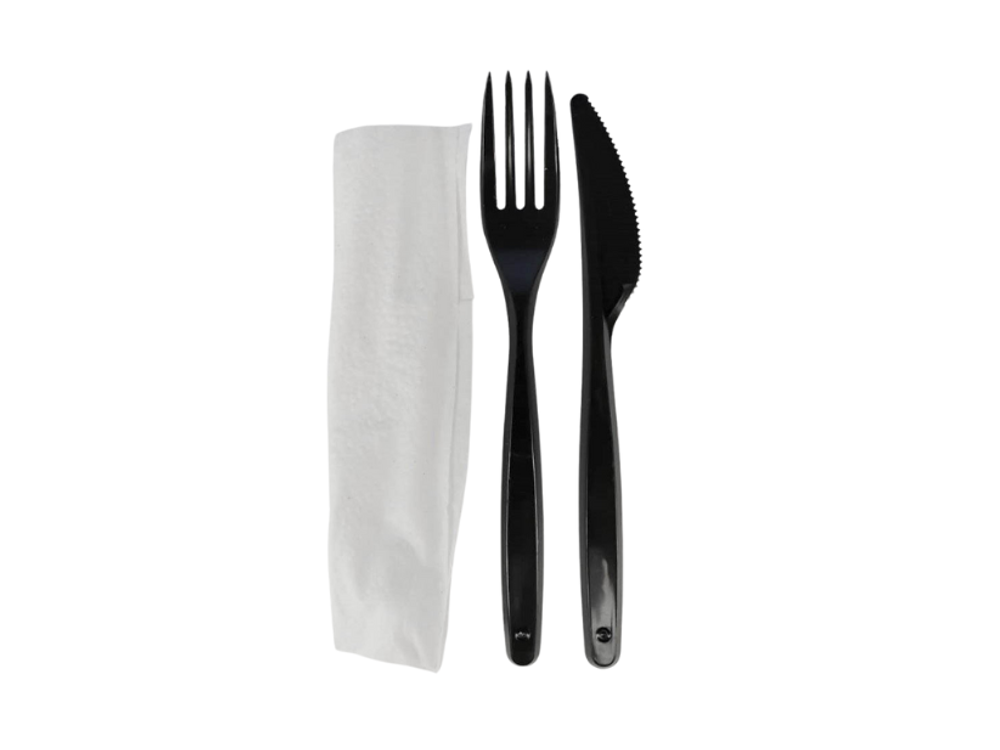 Darnel Set Cubiertos Negro Bristot (Servilleta,Tenedor y Cuchillo) Paquete x 500 Unidades Dsafh99