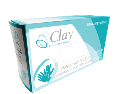 Clay Guante De Vinilo Hipoalergenico Sin Polvillo Talla L x 100 Unidades
