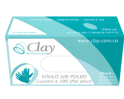 Clay Guante De Vinilo Hipoalergenico Sin Polvillo Talla L x 100 Unidades