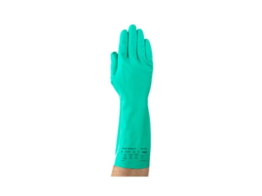 Ansell Guante Alphatec Solvex De Nitrilo Flocado Verde Talla 9