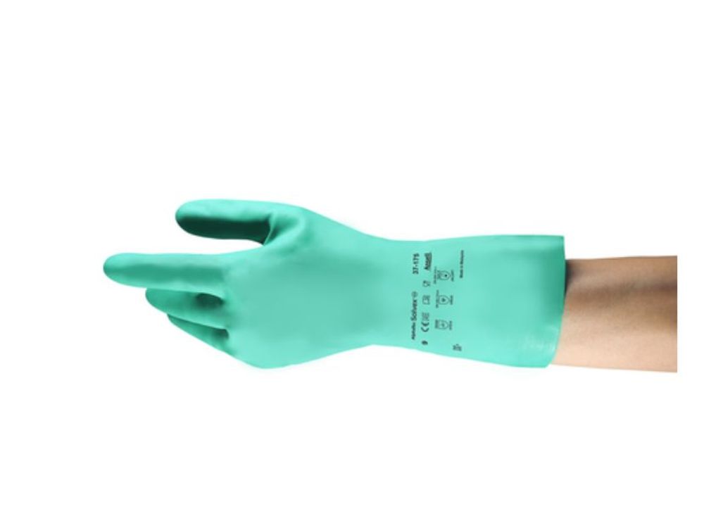 Ansell Guante Alphatec Solvex De Nitrilo Flocado Verde Talla 9