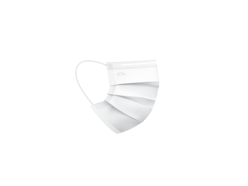 Clay Tapaboca Triple Tela Con Resorte Blanco Bar Microbiana Clay Caja x 50 Unidad