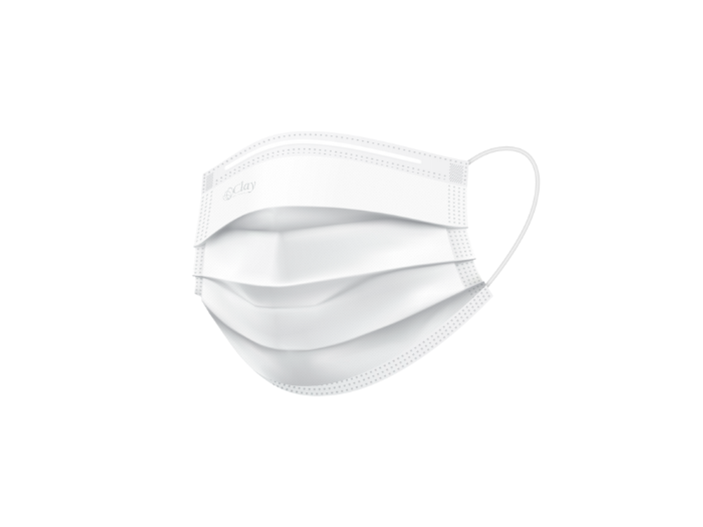 Clay Tapaboca Triple Tela Con Resorte Blanco Bar Microbiana Clay Caja x 50 Unidad