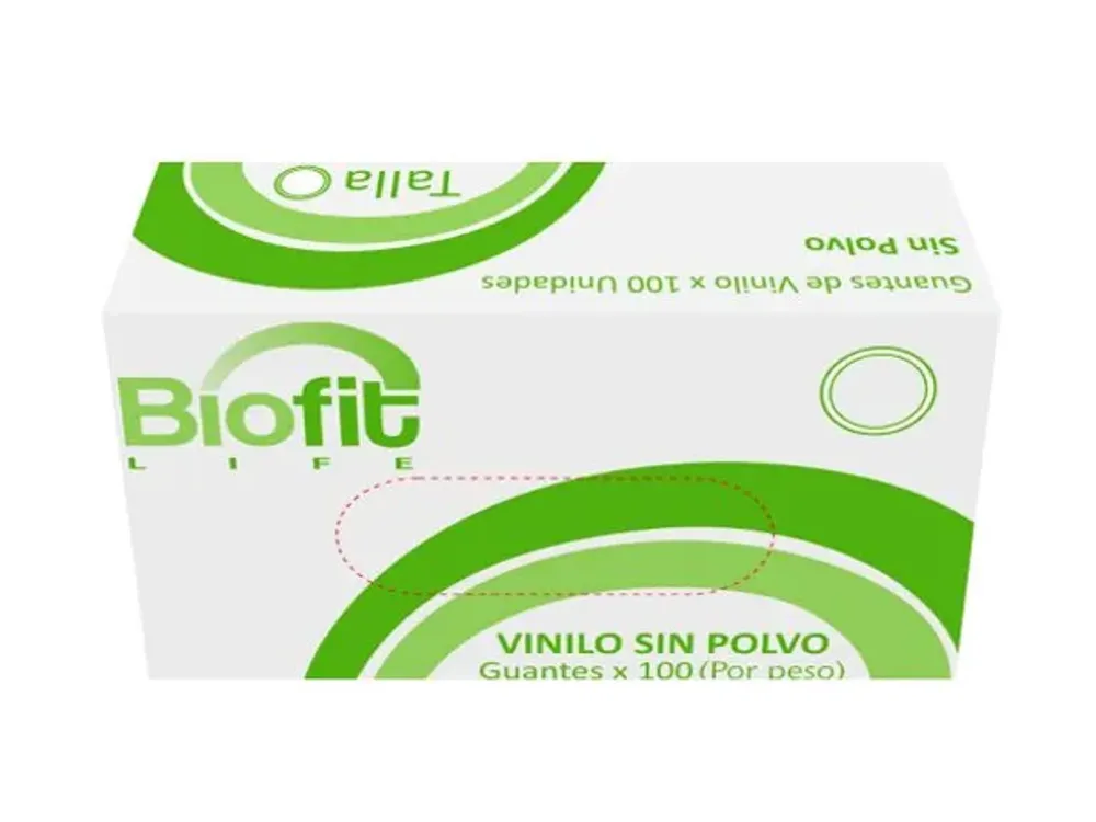 Clay Guante De Vinilo Sin Polvillo Talla L Biofit Caja x 100 Unidades