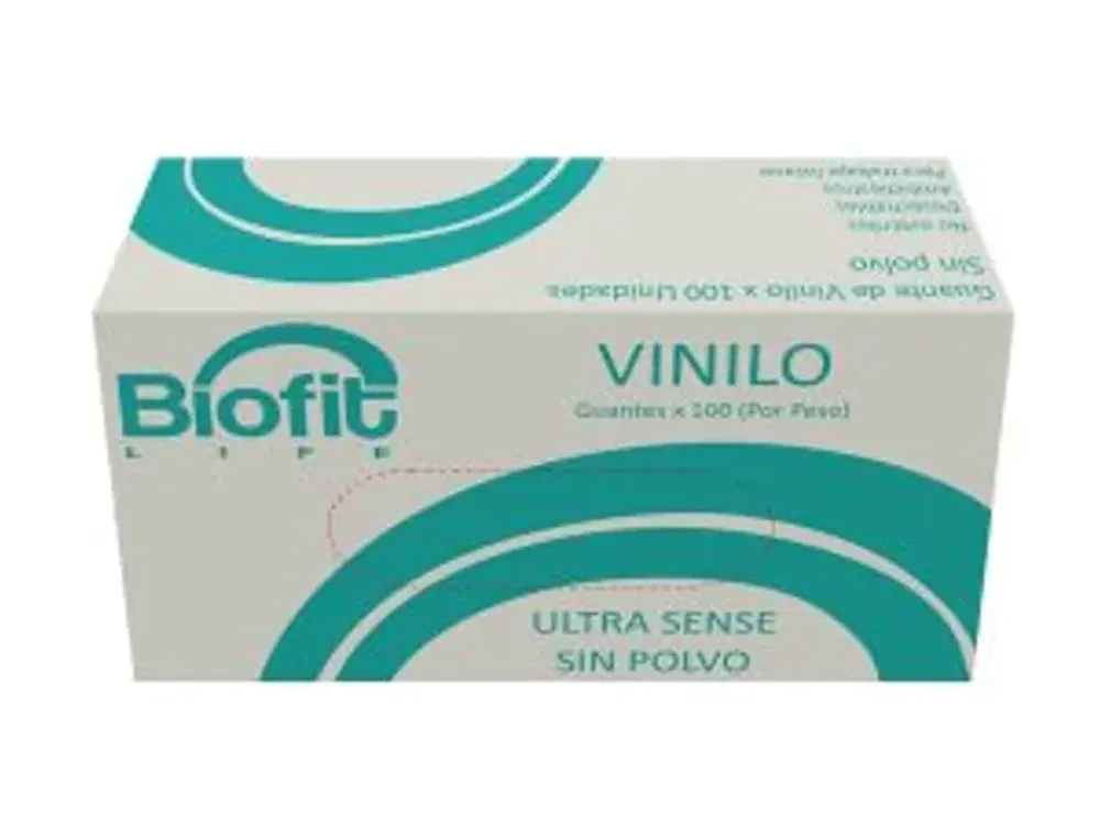 Clay Guante De Vinilo Sin Polvillo Talla L Biofit Ultra Sene Paquete x 100 Unidades