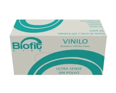 Clay Guante De Vinilo Sin Polvillo Talla L Biofit Ultra Sene Paquete x 100 Unidades