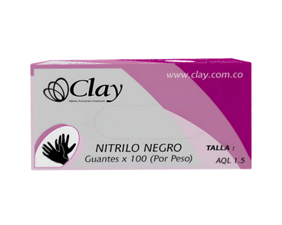 Clay Guante De Nitrilo Negro Talla M Caja x 100 Unidades