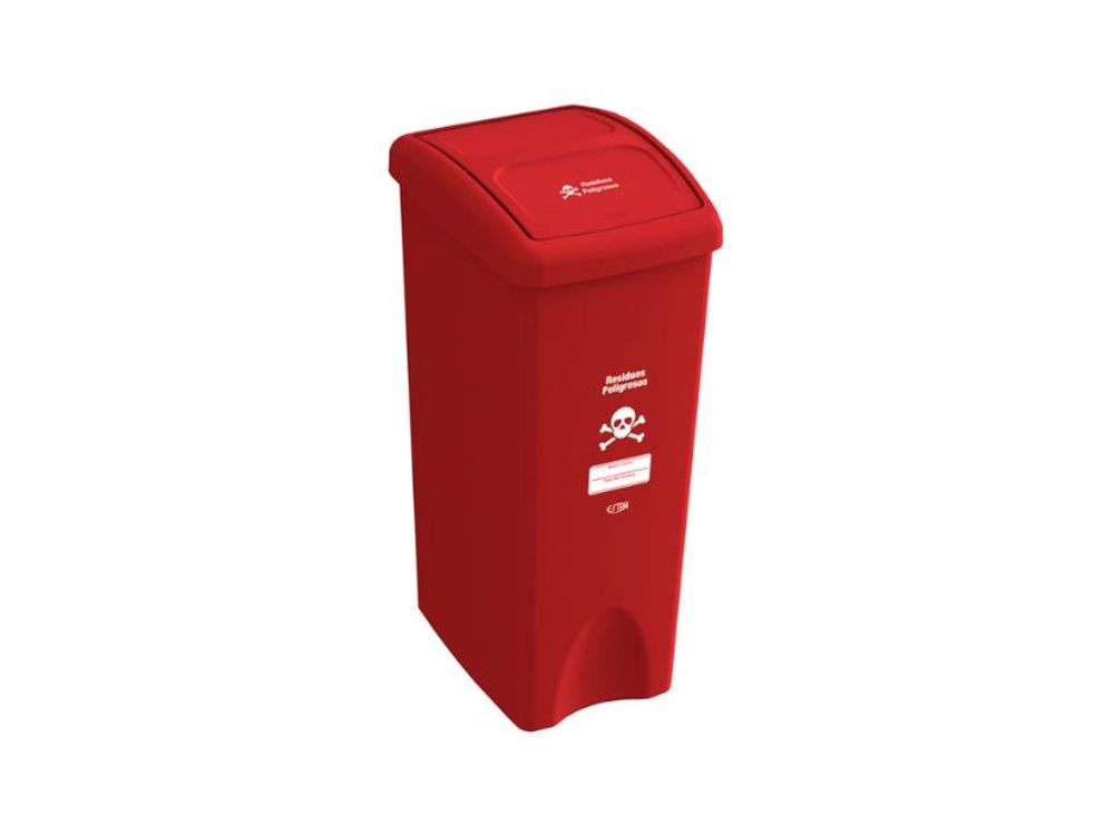 Estra Caneca con Tapa Vaivén Plana 53 Lt Roja Marcada