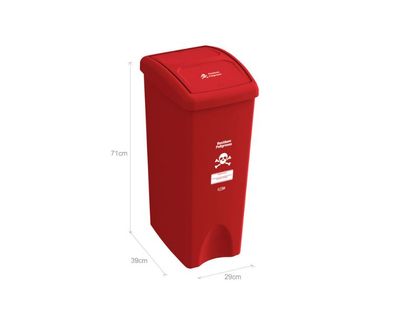 Estra Caneca con Tapa Vaivén Plana 53 Lt Roja Marcada