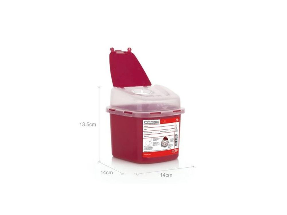 Estra Guardián Recipiente para Residuos Corto Punzantes 1.3 Lt Rojo