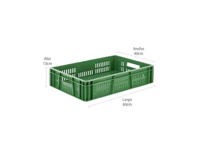 Estra Caja Apilable Canastilla (F) Lineal (P) Lineal 60x40x13 Cm Verde