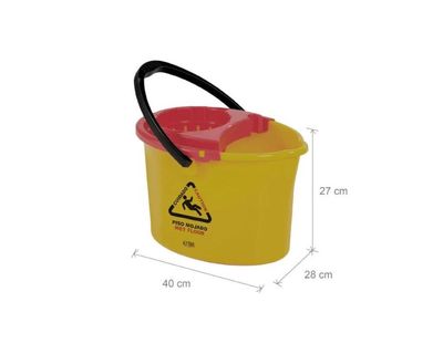 Estra Balde con Escurridor Marcado "Piso Mojado" 12 Lt Amarillo