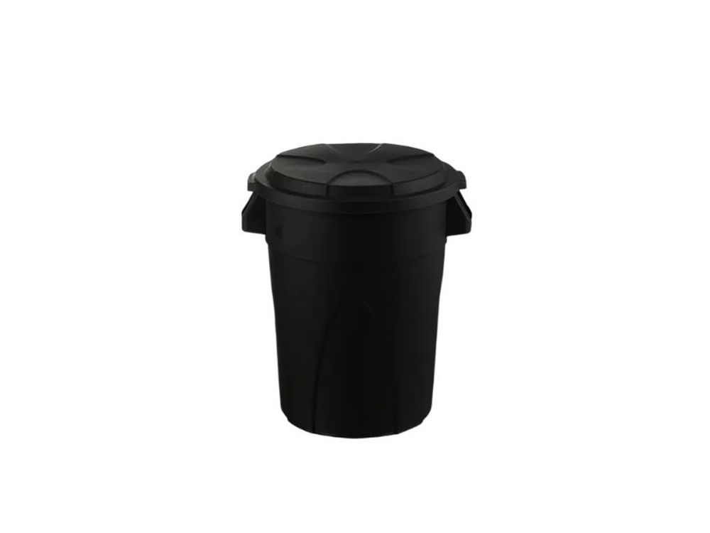 Estra Contenedor Redondo Tapa Plana 121 Lt Negro