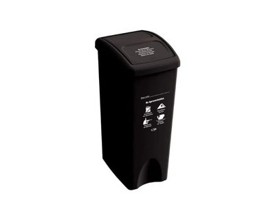 Estra Caneca con Tapa Vaivén Plana 53 Lt Negra Marcada