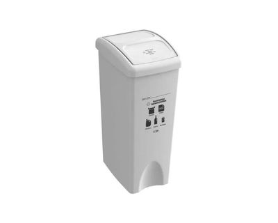 Estra Caneca con Tapa Vaivén Plana 53 Lt Blanca Marcada