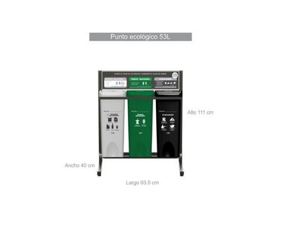 Estra Punto Ecológico 3 Puesto con Tapa Plana 53 Lt Marcados
