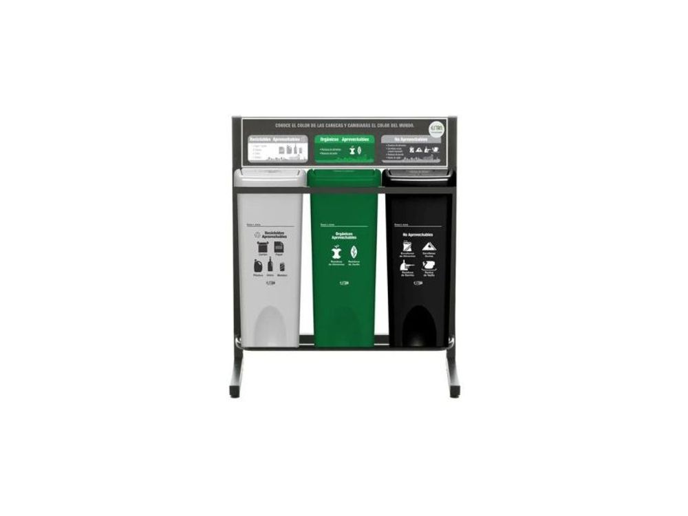 Estra Punto Ecológico 3 Puesto con Tapa Plana 53 Lt Marcados