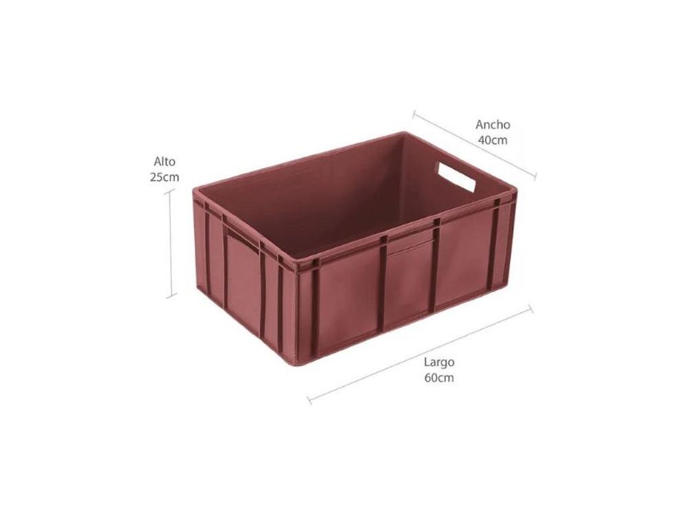 Estra Caja Apilable Canastilla (F) Cerrado (P) Cerrada 60x40x25 Cm Vinotinto