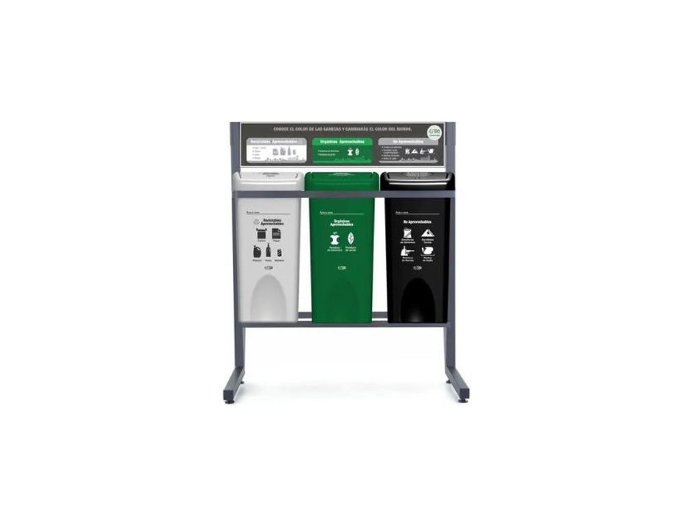 Estra Punto Ecológico 3 Puesto con Tapa Plana 35 Lt Marcados