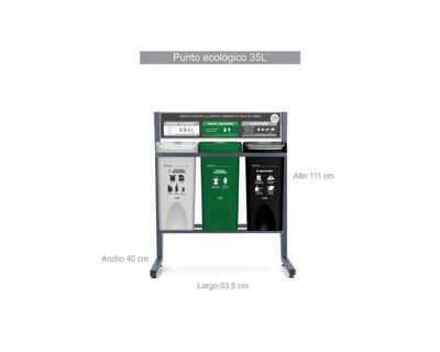 Estra Punto Ecológico 3 Puesto con Tapa Plana 35 Lt Marcados
