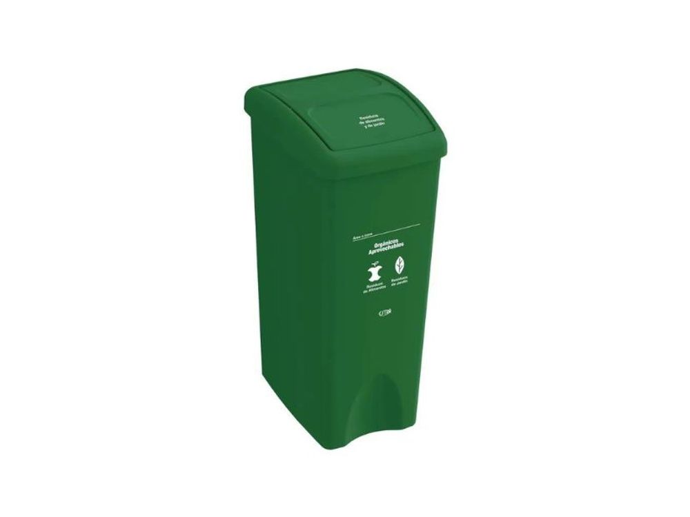 Estra Caneca con Tapa Vaivén Plana 53 Lt Verde Marcada