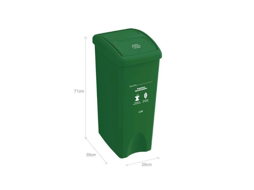 Estra Caneca con Tapa Vaivén Plana 53 Lt Verde Marcada