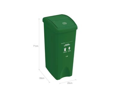 Estra Caneca con Tapa Vaivén Plana 53 Lt Verde Marcada