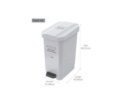 Estra Caneca EstraBins de Pedal 44 Lt Blanca Marcada