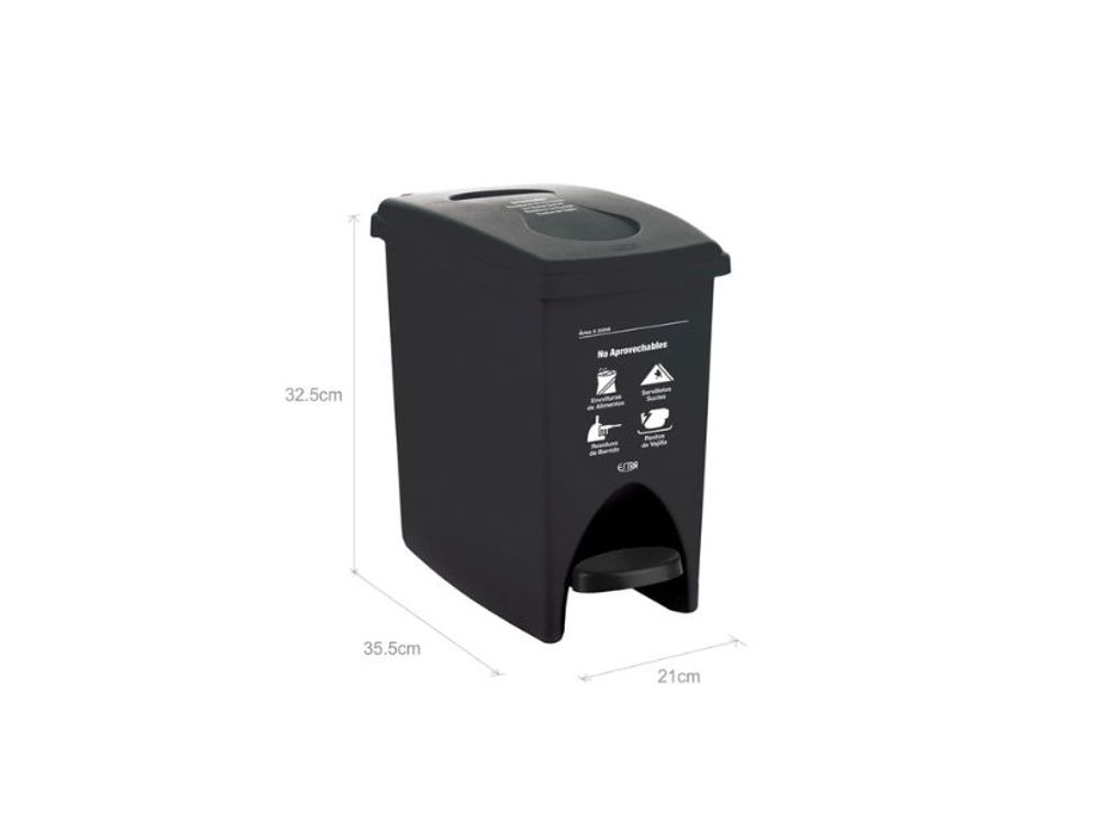Estra Caneca de Pedal 10 Lt Negro Marcada