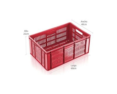 Estra Caja Apilable Canastilla (F) Lineal (P) Lineal 60x40x25 Cm Rojo