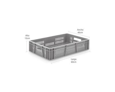Estra Caja Apilable Canastilla (F) Lineal (P) Lineal 60x40x13 Cm Gris