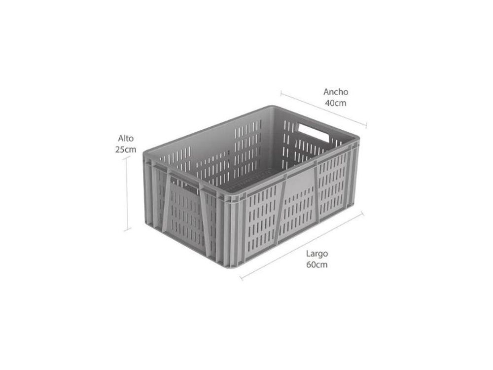 Estra Caja Apilable Canastilla (F) Lineal (P) Lineal 60x40x25 Cm Gris