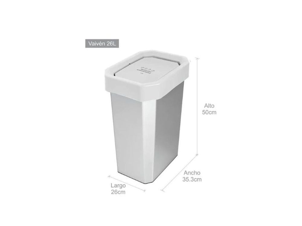 Estra Caneca EstraBins con Tapa Vaivén 26 Lt IML Blanca Metalizada Marcada