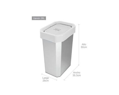 Estra Caneca EstraBins con Tapa Vaivén 26 Lt IML Blanca Metalizada Marcada