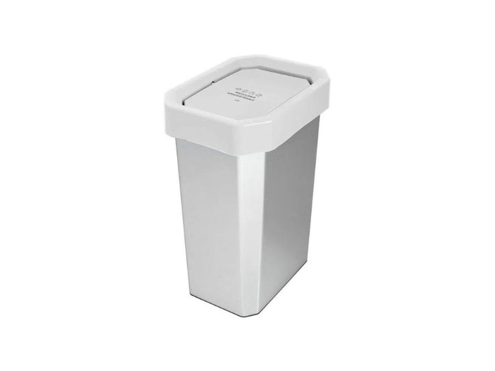 Estra Caneca EstraBins con Tapa Vaivén 26 Lt IML Blanca Metalizada Marcada