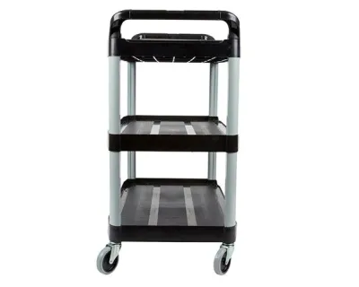 Rubbermaid Carro Servicio Abierto 3 Estantes 200Lb Con Ruedas Negro Fg342488Bla
