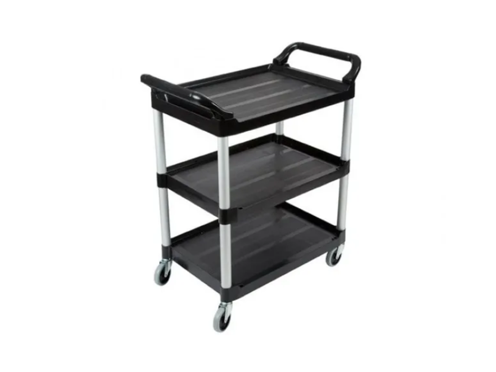 Rubbermaid Carro Servicio Abierto 3 Estantes 200Lb Con Ruedas Negro Fg342488Bla
