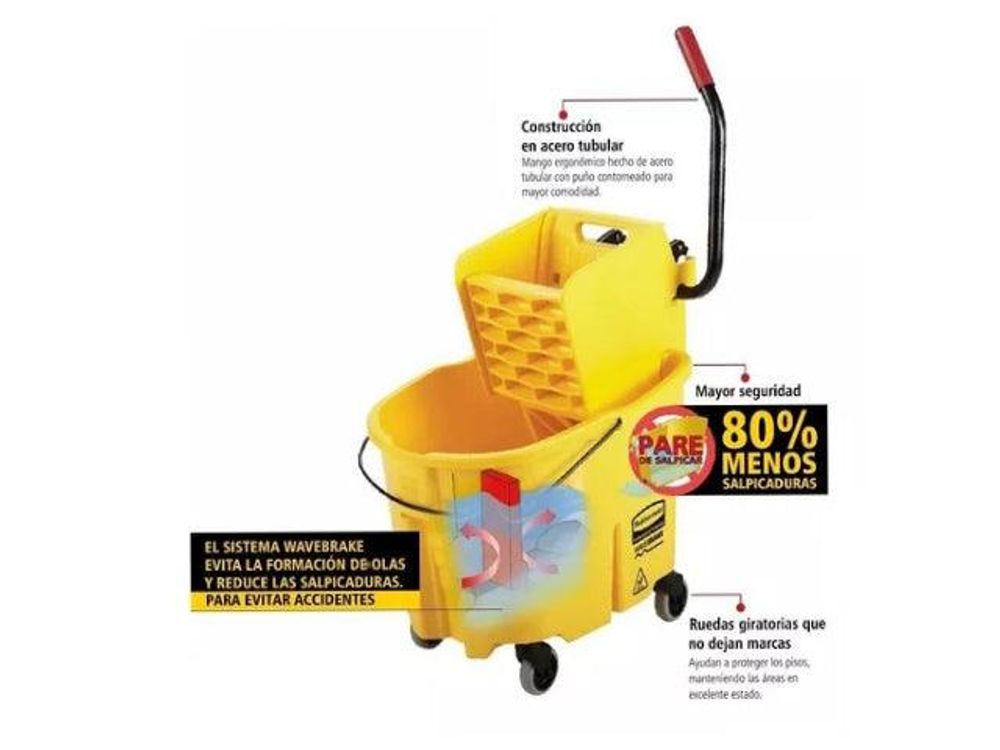 Rubbermaid Balde Con Escurridor Wavebrake 35 Qt - 33 Litros Amarillo Fg758088Yel