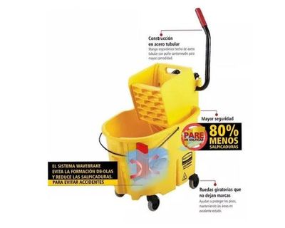 Rubbermaid Balde Con Escurridor Wavebrake 35 Qt - 33 Litros Amarillo Fg758088Yel