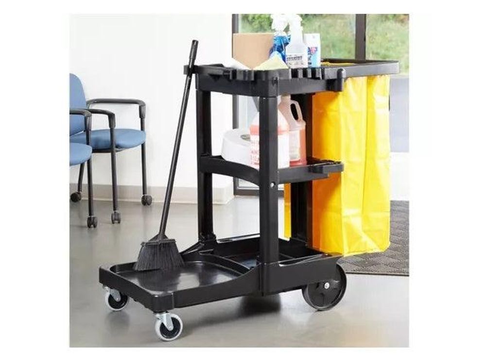 Rubbermaid Carro Limpieza Clasico Negro Bolsa Vinilo Cremall Amarilla Fg617388Bla