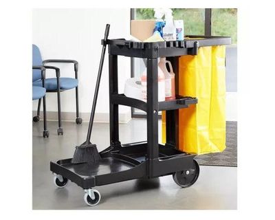 Rubbermaid Carro Limpieza Clasico Negro Bolsa Vinilo Cremall Amarilla Fg617388Bla