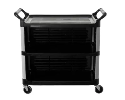 Rubbermaid Carro Servicio Cerrado 3 Estantes 300Lb Con Ruedas Negro Fg409300Bla