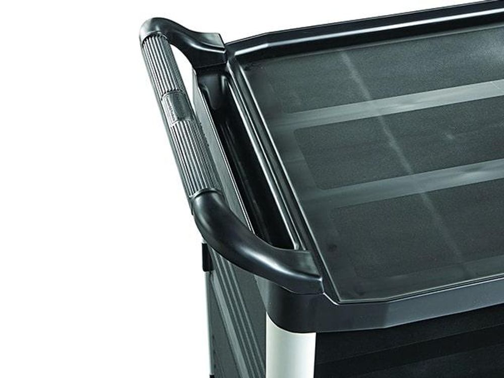 Rubbermaid Carro Servicio Cerrado 3 Estantes 300Lb Con Ruedas Negro Fg409300Bla