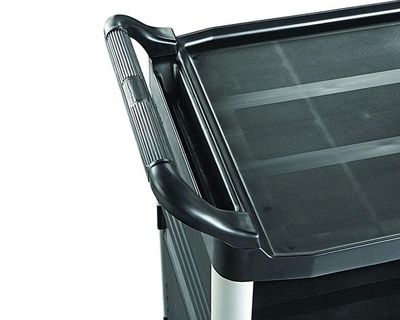 Rubbermaid Carro Servicio Cerrado 3 Estantes 300Lb Con Ruedas Negro Fg409300Bla
