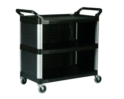 Rubbermaid Carro Servicio Cerrado 3 Estantes 300Lb Con Ruedas Negro Fg409300Bla