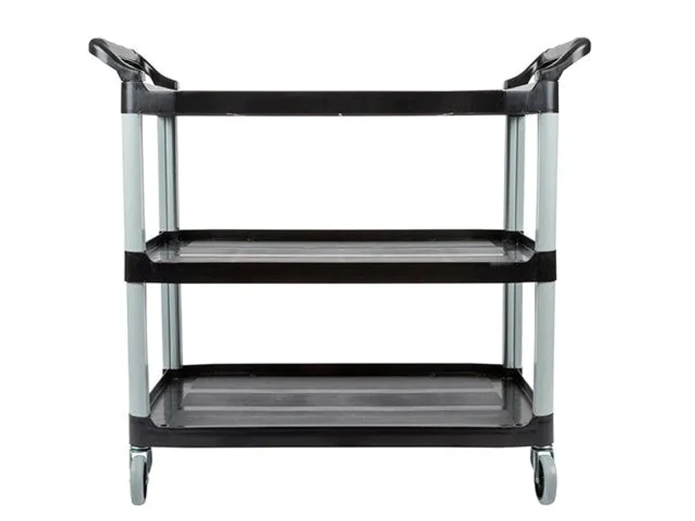 Rubbermaid Carro Servicio Abierto 3 Estantes 300Lb Con Ruedas Negro Fg409100Bla