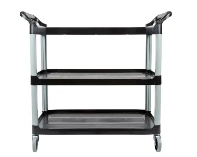 Rubbermaid Carro Servicio Abierto 3 Estantes 300Lb Con Ruedas Negro Fg409100Bla
