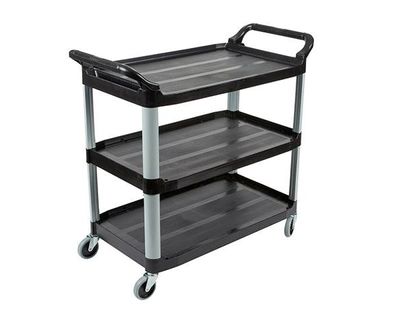 Rubbermaid Carro Servicio Abierto 3 Estantes 300Lb Con Ruedas Negro Fg409100Bla