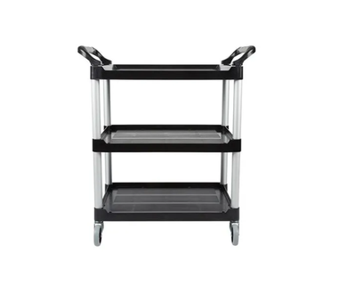 Rubbermaid Carro Servicio Abierto 3 Estantes 300Lb Con Ruedas Negro Fg409100Bla